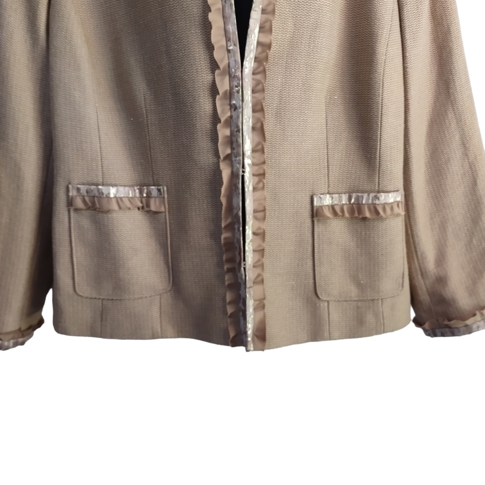 Alex Marie Women's Blazer Jacket Brown Ribbon Ruffled Edge Size 22W NWT - Picture 4 of 14